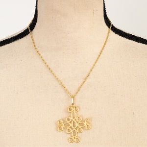 Italian made 14K yellow gold cross pendant